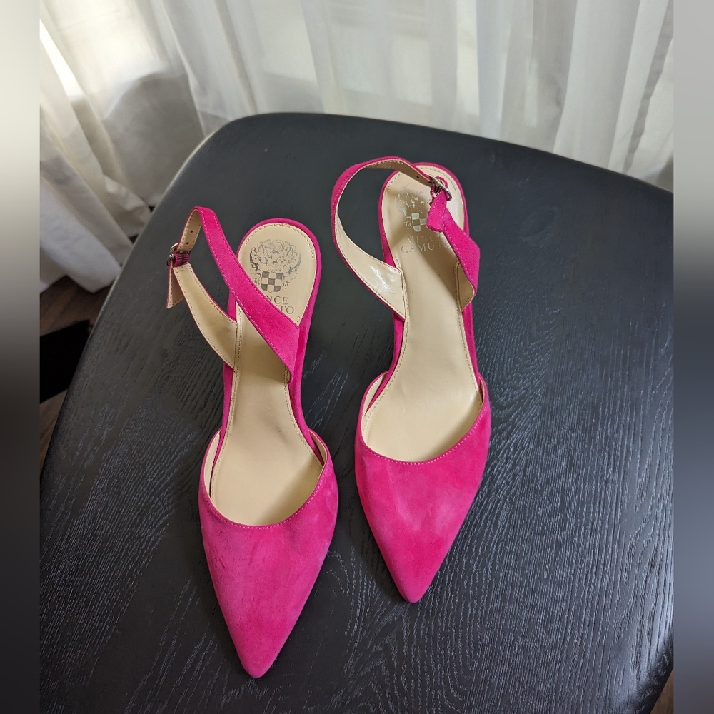 Hot Pink Vince Camuto Suede Heels